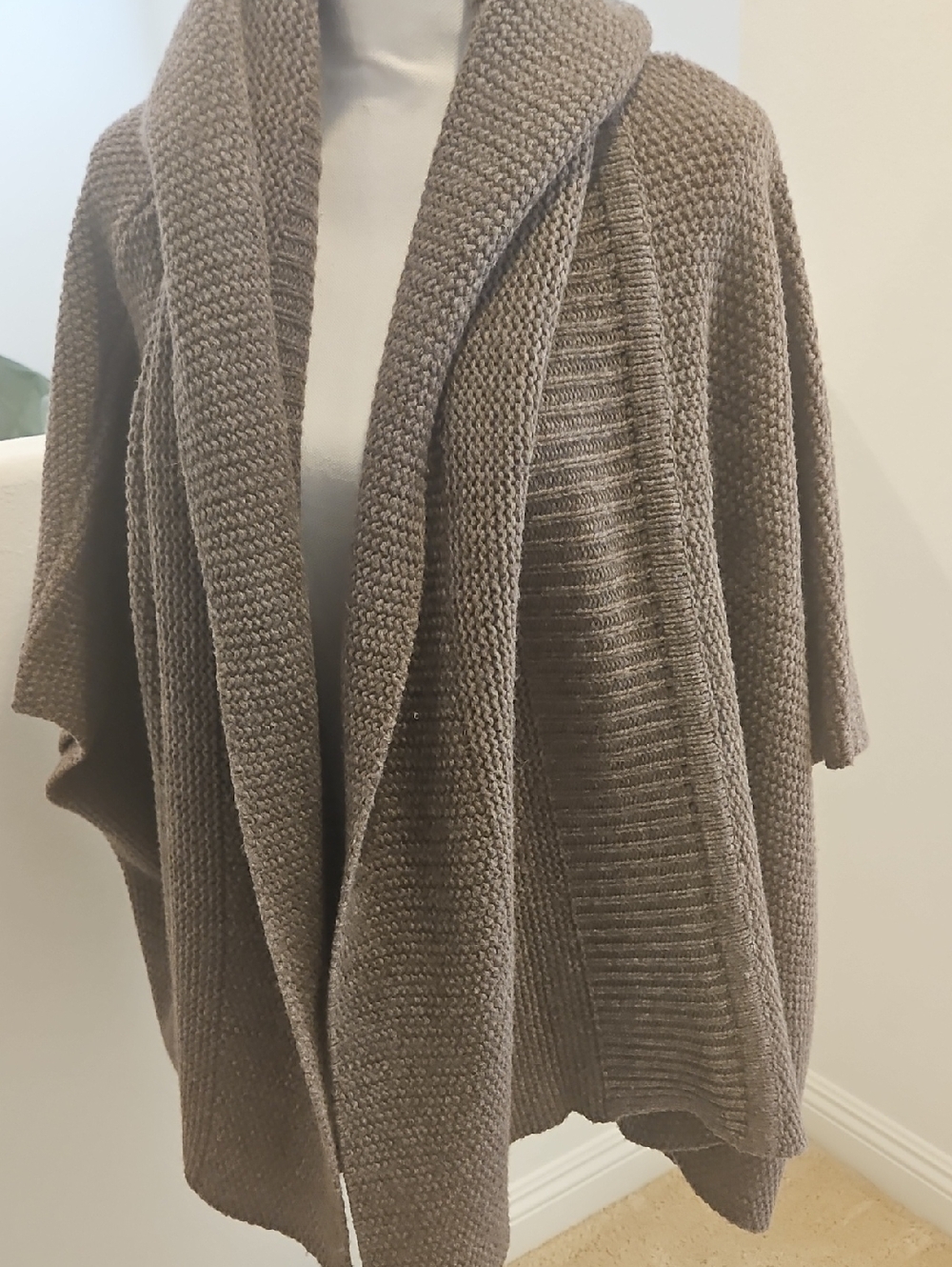 Vince Taupe-Brown Chunky Open Waffel Cardigan Poncho Sz M